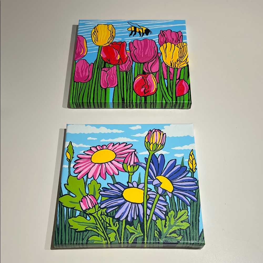 Colorful Floral Canvas Art Set